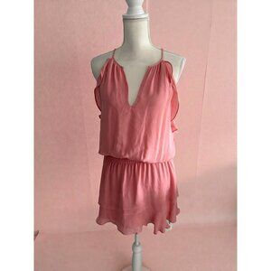 PARKER Carnation Pink Drop Waist Ruffle Dress Size Medium